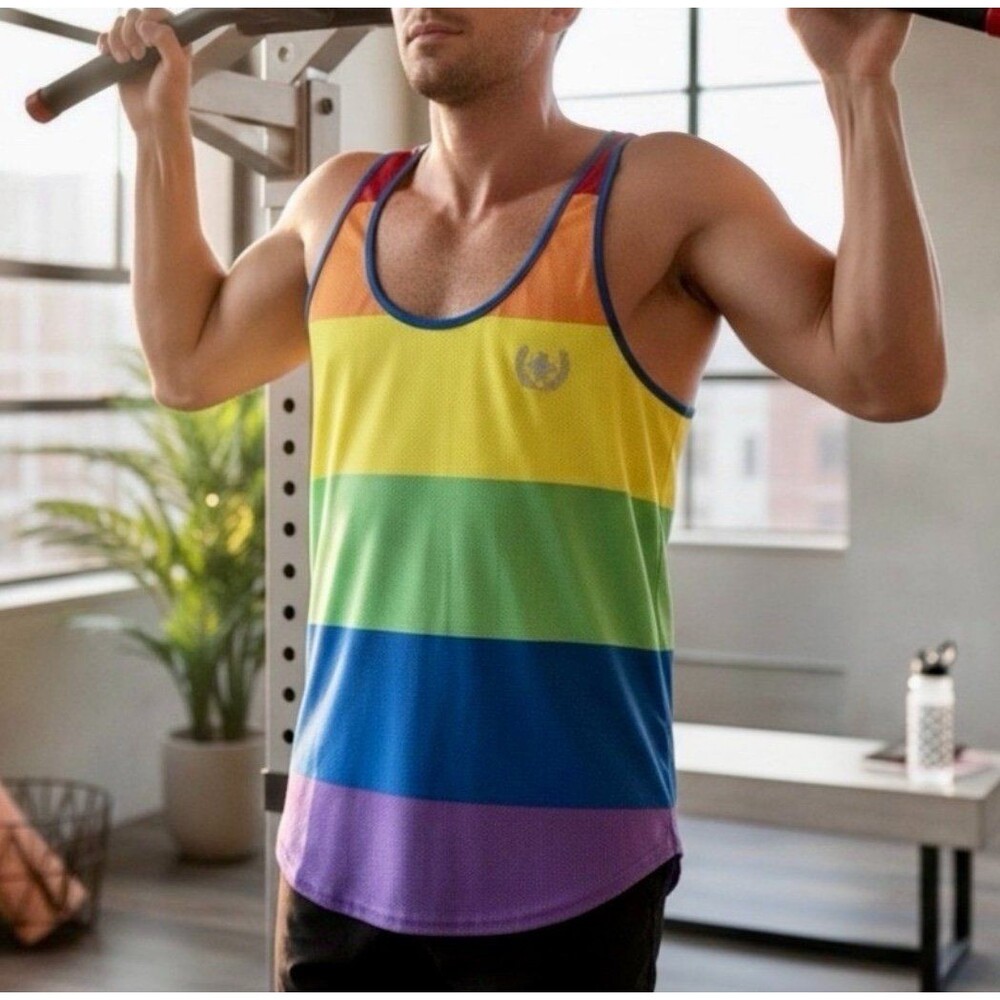 Andrew Christian Rainbow Pride Mesh Tank Top Men’s Large Discontinued Rare